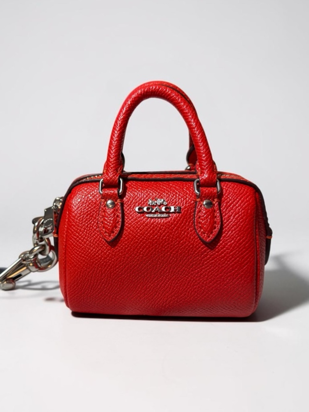 Coach Mini Rowan Satchel Bag Charm, Miami Red Pebbled Leather, NWOT, HTF!